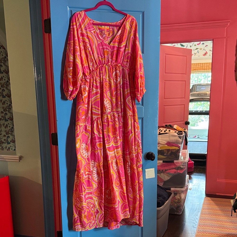 Vibrant Pink and Orange Women's Dress